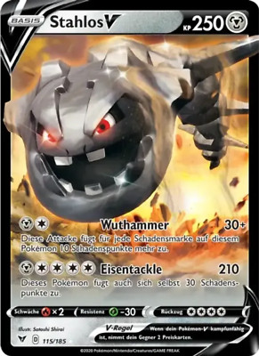 Stahlos V / Pokémon Karte / Deutsch / Farbenschock / 115/185 / VIV 115 / Holo