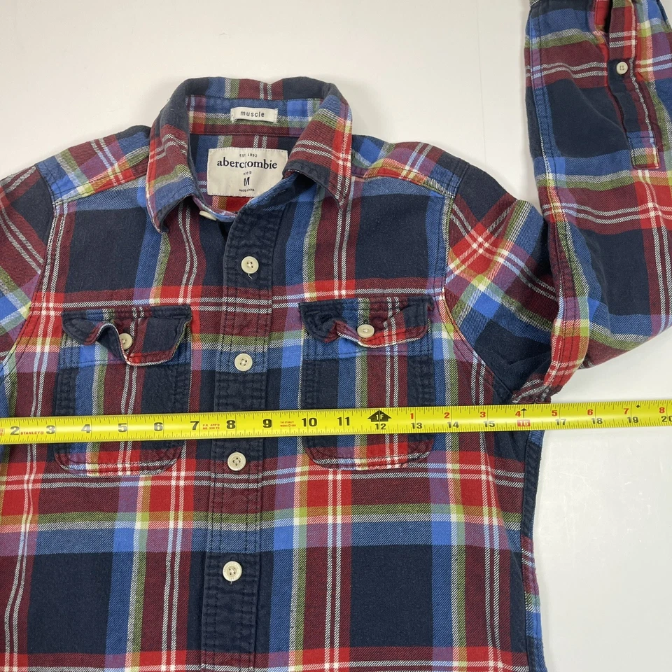 Camisa Abercrombie Niños Niños Cuadros Manga Larga Franela Músculo Talla Mediana Foto 4 de 4