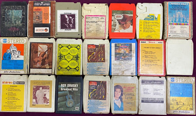 8 TRACK TAPE LOT OF 21 LORETTA LYNN HAGGARD ACUFF EDDY ARNOLD ROY ACUFF MORE!