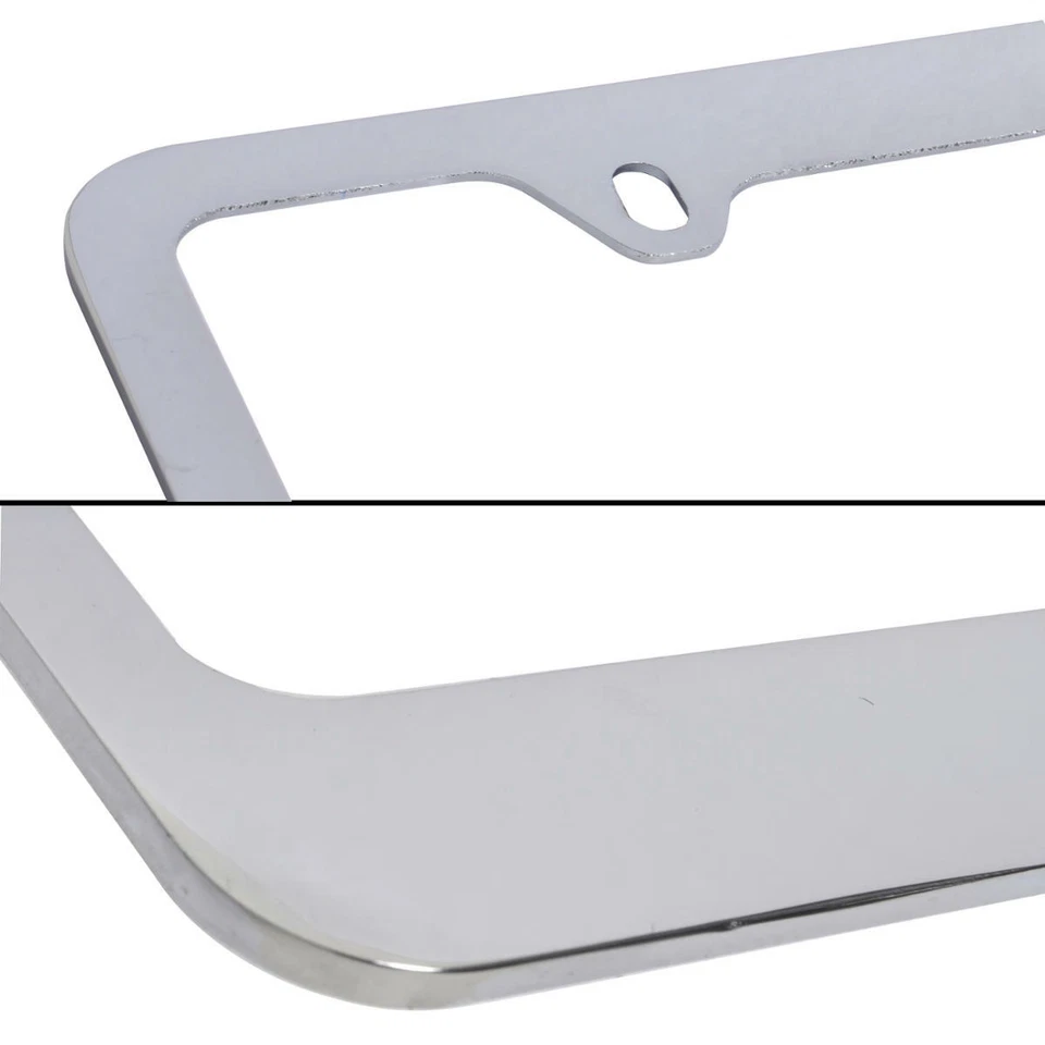 Soporte de marco de matrícula cromado - Metal brillante para coches delanteros y traseros, 2 piezas Foto 4 de 4