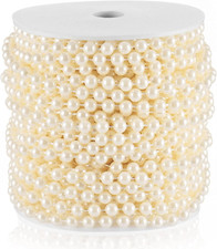 Craft String Pearls 6MM Pearl Bead, 66 Feet Ivory Faux Pearl Garland Spool Roll