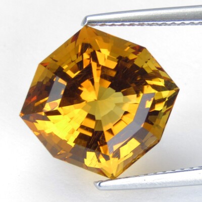 9.90Cts Natural Stunning Fancy Precision Cut Citrine 14.3x14.9mm Loose Gemstone