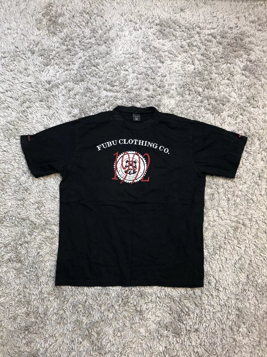 2000s FUBU Clothing Co. Embroidered Adult Men's Graphic T Shirt 2XL Black Tee