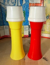 Vtg Tupperware Set Hourglass Ketchup Mustard Condiment Pump Dispensers Lid 718