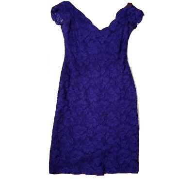 VTG 90's PARTY BODYCON MOLLY MALLOY Evenings Dress LACE SZ 12 Wire Neckline 