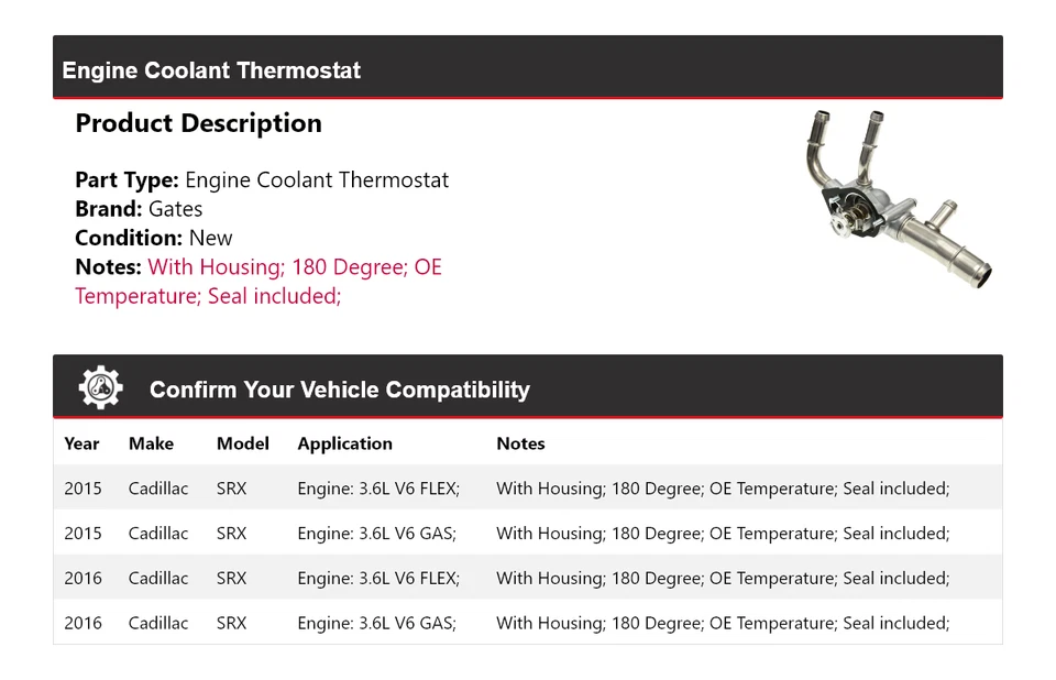 Puertas termostato refrigerante motor Cadillac SRX 2015-2016 Foto 2 de 4