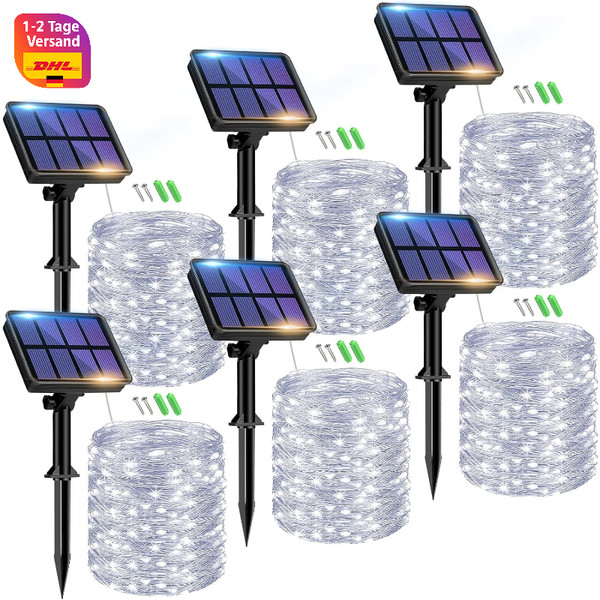 Solar Lichterkette AußEn 15M 150 Led Wetterfest IP65 Kupferdraht FüR Garten-image
