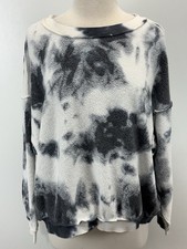Free People Kelly Washed Tie Dye Sweatshirt Women s XS White Grey Slouchy