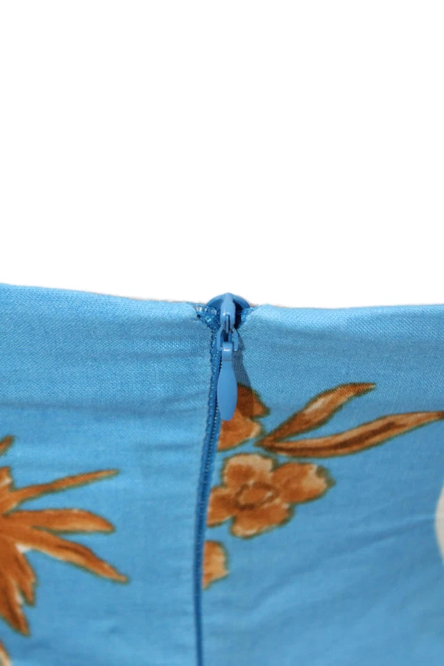 Maxi Vestido Zara Mujer Sin Mangas Floral Azul Lino Viscosa Cremallera Sin Mangas Talla XS Foto 4 de 4