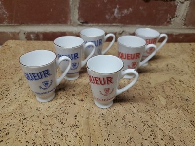 Set of 6 Bohemian Czech Czechoslovakian Becher's Carlsbad Pottery Liqueur Cups