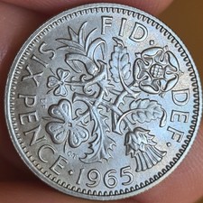 1965 Uncirculated Sixpence Coin Mint Condition