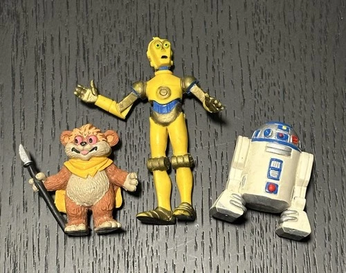 Spain Comics Set of 3 C-3PO R2-D2 Ewok 1986 Figures PVC Star Wars Vintage