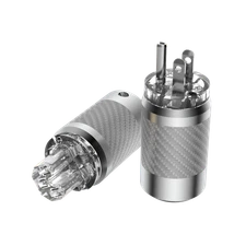 Pair Carbon Fiber Shell Rhodium Plated US Power Connector HiFi Power Cable Plug