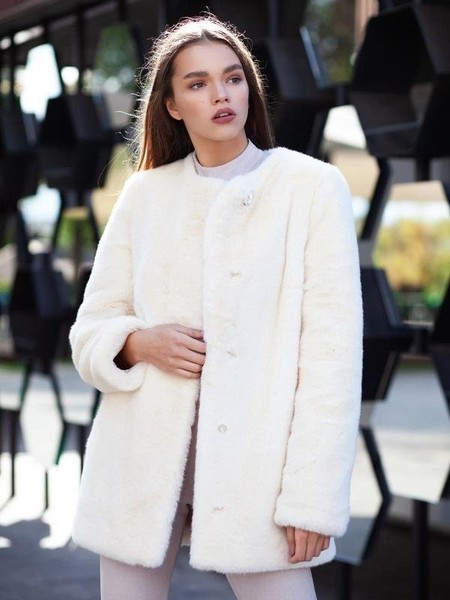 Women Tissavel Coat Beige Faux Fur 34 / XS / 42