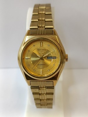VINTAGE WOMEN'S SEIKO 5 AUTOMATIC GOLD DIAL 4206-0460 JAPAN