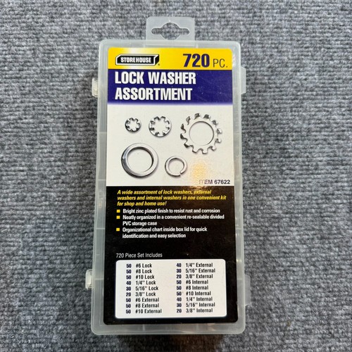 720-PC. Assortment Spring Lock External & Internal Tooth Lock Washer Set