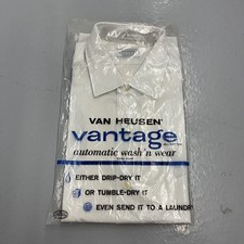 NOS Vintage 60s Van Heusen Vantage White Cotton Shirt 1960s True Vintage