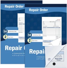 2 Pad Repair Order Book Carbonless Receipt Books Numbered with Claim Check Stub