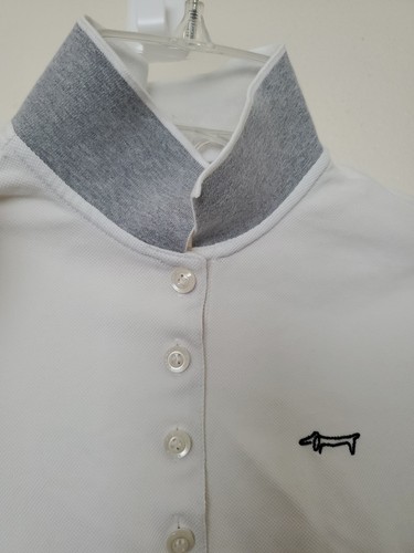 Louis Castel Womens Sz 90 XS Long Sleeve Golf Sweater Shirt White Gray Collar - Picture 6 of 17