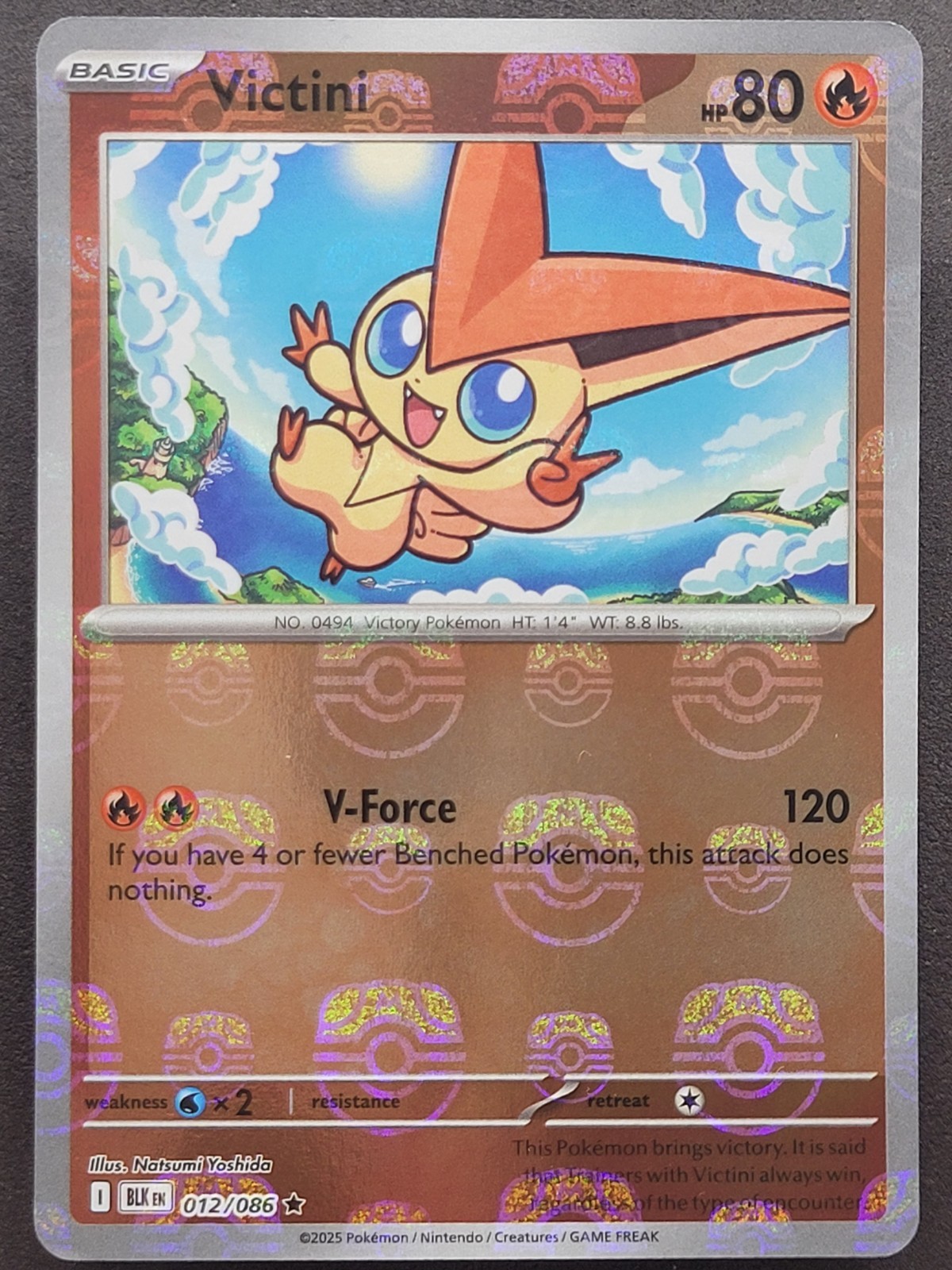 Victini 012/086 Master Ball Holo Black Bolt Pokemon TCG