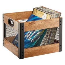 Vinyl Storage Crate Wooden Record Holder Album Shelf Container Storing Vinyl LP
