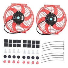 10" Electric Radiator Cooling Fan Assembly Kit, Universal High 10  -2PCS Red