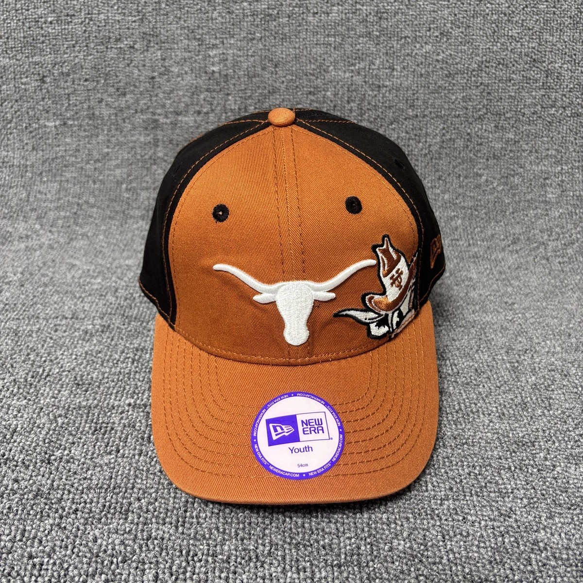New Era Texas Longhorns Youth Hat 54cm Burnt Orange Black Mascot Adjustable Cap