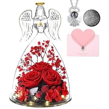 Christmas Angel Gifts for Women,Preserved Large Angel Red Rose Gifts for Her