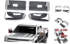 Side Tow Mirror Covers Caps Compatible with Chevy Silverado 2014-2019 Chrome