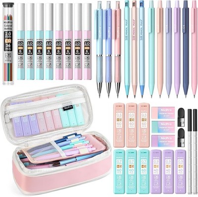 38PCS Aesthetic School Supplies, Pastel Mechanical Pencil Set 0.5, 0.7, 0.9 &
