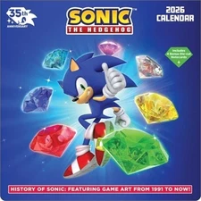 Sonic the Hedgehog 35th Anniversary 2026 Wall Calendar with 4 Bonus Notecards (C