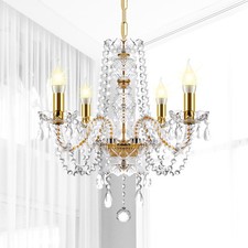 Elegant Crystal Glass Ceiling Pendant Lighting Fixture 4 Lights Chandelier