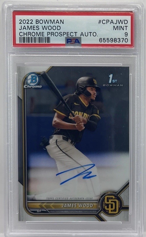 2022 Bowman James Wood Chrome Auto Autograph 1st Prospect #CPA-JWD Padres PSA 9