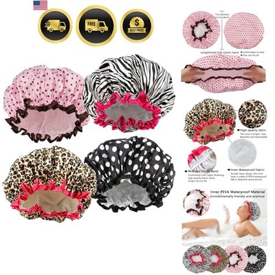 4 Pieces Shower Cap for Women, Elastic and Reusable, Environmental Protection...