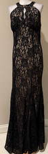 NIGHTWAY Womens Long Black Lace Occasion Evening Formal Dress - Sz 6