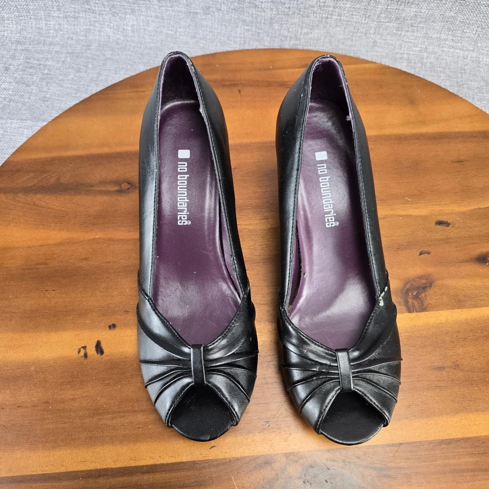 Zapatos de salón No Boundaries negros con punta abierta zapatos de fiesta elegantes para mujer talla 7 Foto 3 de 4