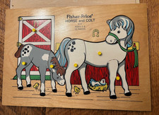 Vintage Fisher Price Wooden Puzzle 512 Horse and Colt 1971  72, 10 Pieces 