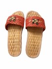 Woven Straw Slide Sandals Embroidered Orange Beige girls size 7.5 Casual Summer — photo 1