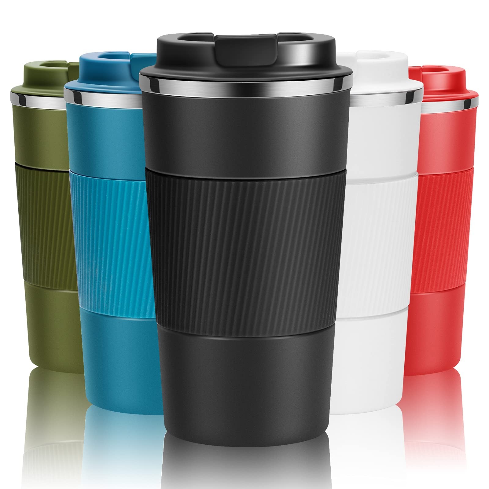 YINJOYI Travel Mug Reusable Insulated Coffee Cups Vacuum Thermal 510ml, Black