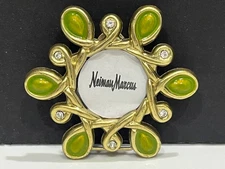 JAY STRONGWATER NEIMAN MARCUS MINI PICTURE FRAME BROOCH GREEN ENAMEL & STONES