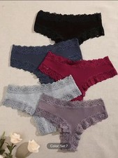 Women  s Cotton Lace Hipster Panties 5 Pack  Soft Stretch Briefs Underwear Bundle