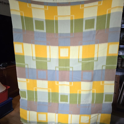 Vintage Decke Mehrfarbig Abstraktes Design Retro Mcm 74 X 55 cm