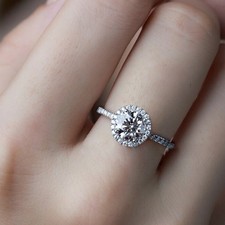 Luxus 18k Weißgold Rundschliff Diamant Ring IGI Lab Grown 1,36 Ct E F VVS2