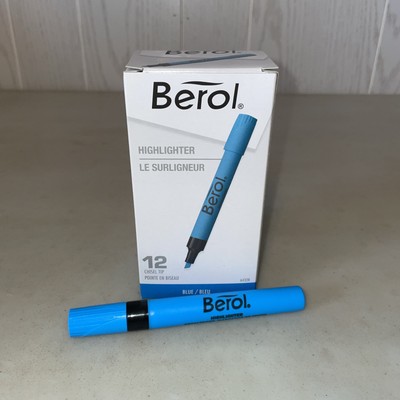 NEW 12 BLUE Berol Chisel Tip Highlighters 64328