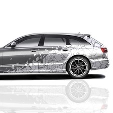 2er Set Auto Aufkleber Mosaik Scherben 200x60cm Geometrisch KX074 Silber