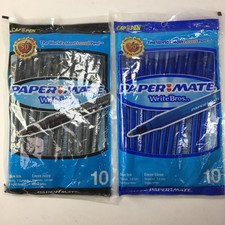 2 Packs Paper Mate Write Bros Ball Point Pens Blue Ink Black Ink Medium NOS 2005