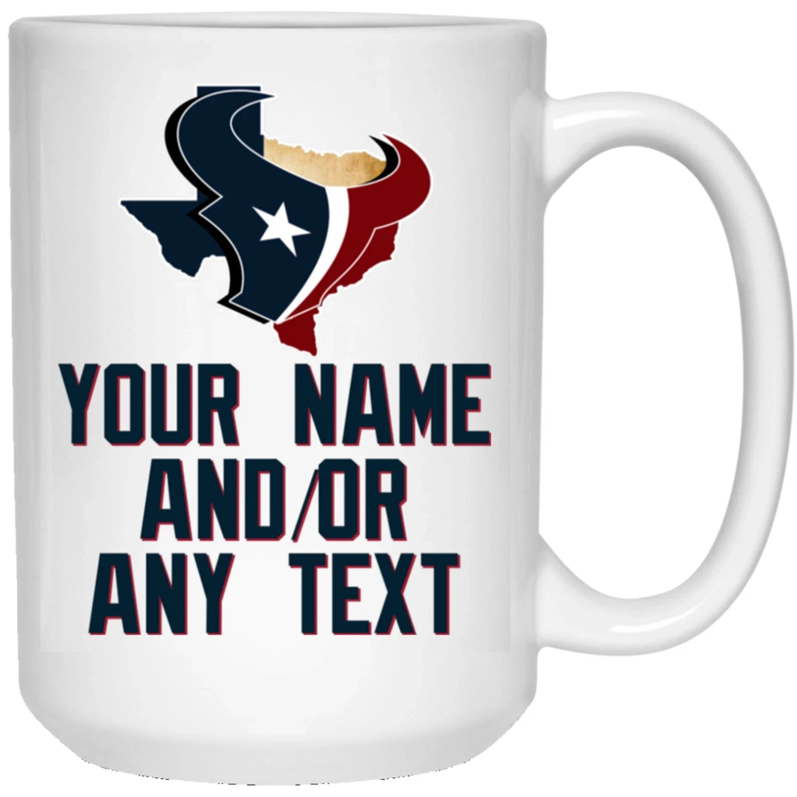 Custom Personalized Houston Texans State-Logo White Ceramic Coffee Mug Cup
