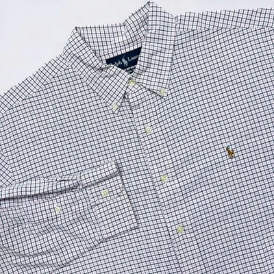 Ralph Lauren Shirt Men's XL Pink White Plaid Oxford Button Down Flesh Pony
