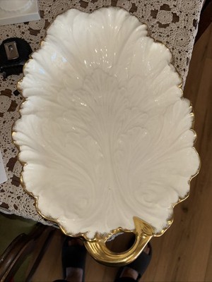 Vintage Mid Century Modern Antique Lenox Acanthus Leaf Bowl With 24-K Gold Trim