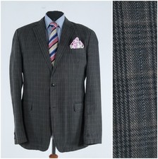 Mens Summer Blazer 44L US Size ENGBERS Check Cotton Sport Coat Travel Jacket